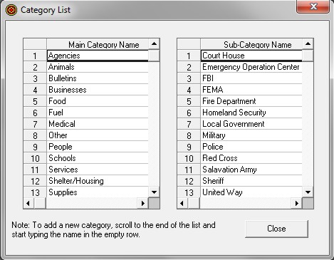 Catagory List Screenshot
